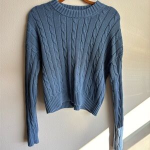 Cozy Blue Cable Knit Sweater